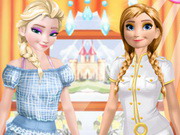 Elsa e Anna se vestem de trabalho